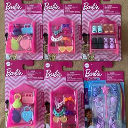 Lot Of Six Barbie Fashion Accessories Packs. T-8.