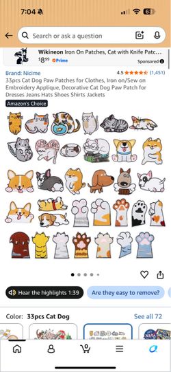 33-Piece Cat and Dog iron on Pack
