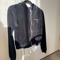 Juicy Couture Black Velour Zip Hoodie – Y2K Style Jacket (Size S)