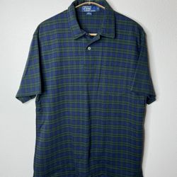 Vintage Y2K Ralph Lauren Polo Green/Blue Cotton Medium 