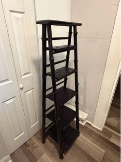 Vintage Bamboo Ladder Shelf Unit