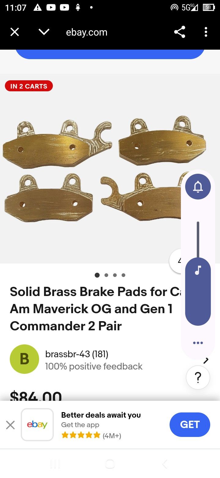 Solid Brass Brake Pads