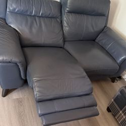 Blue Leather Sofa Set 