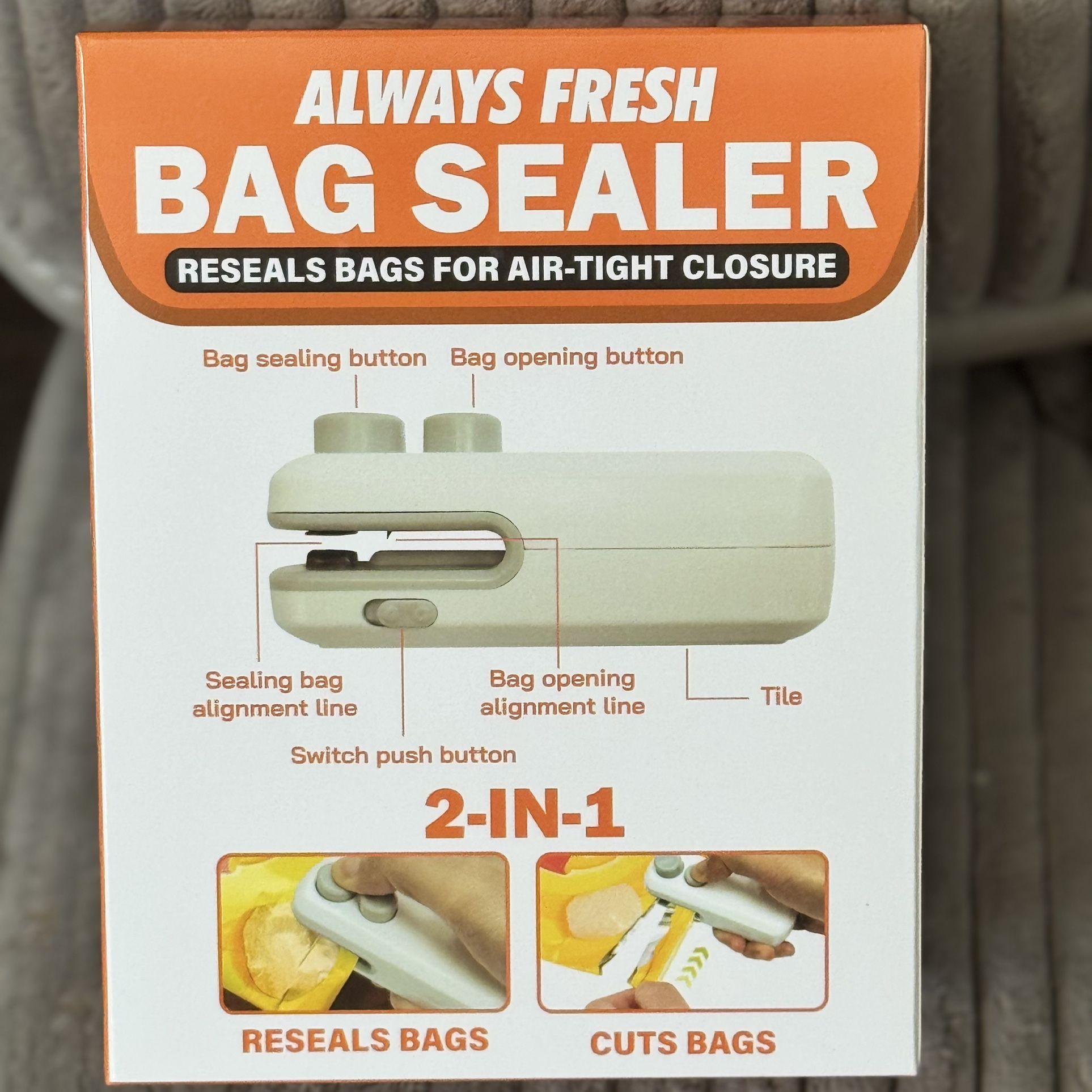 CORDLESS BAG OPENER AND AIRTIGHT SEALER BRAND NEW NO BATTERIES NEEDED USB POWERED MAKES A GREAT GIFT