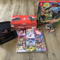 Nintendo switch Console, 7 Games Including Ring Fit Adventure With Ring, Switch Case, All Boxes Included