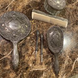 Pure Silver Antique Brush Set $175