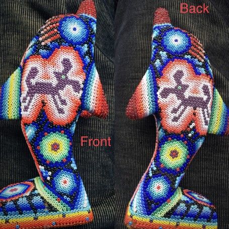 Set Of 2 Huichol band beaded art Sculptures