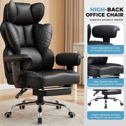 New Big and Tall Office Chair w/ Footrest, 150° Recline