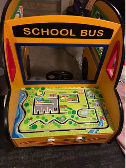 Kids wooden playset school bus