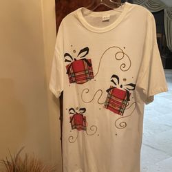 Christmas In July?  Unique Hand painted Embellished Tee Shirt Tunic