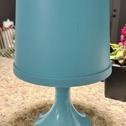 Vintage decorative table lamp from IKEA in turquoise and blue.