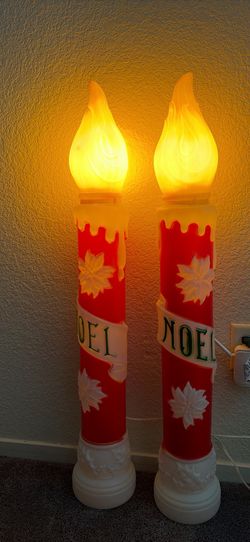 Set Of Two Vintage Blow Molds Noel Candles