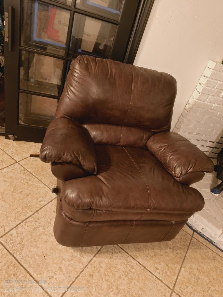 Brown Faux Leather Rocking Recliner