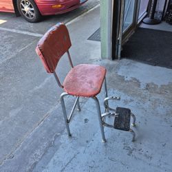 Antique Chair With Attached Footstool 