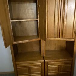 Wooden Shelves With Drawers