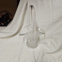 Vintage Crystal Clear Cut Glass Basket