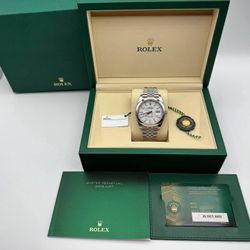 New Fresh 2025 Rolex Datejust 41mm 126300 White Dial Jubilee Box Card Papers Tags Full Set