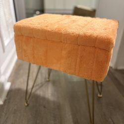 Orange Fuzzy Ottoman