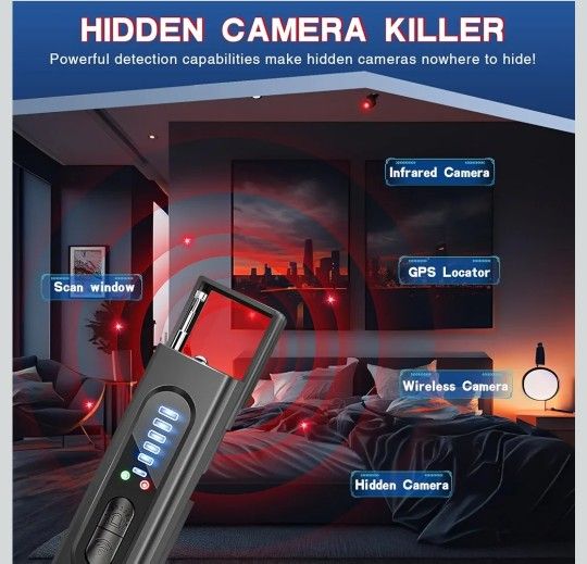 Camera Detectors, Portable Camera Detectors, GPS Tracker Detector for Car Indoor Home Hotel Travel Office, 5 Levels Sensitivity