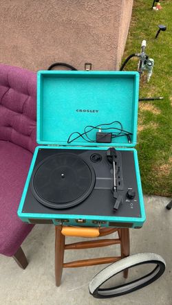 Teal Leather Crosley Record Player