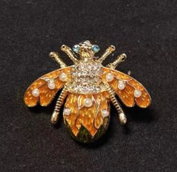 Bee Brooch with Enamel and Crystal Detail