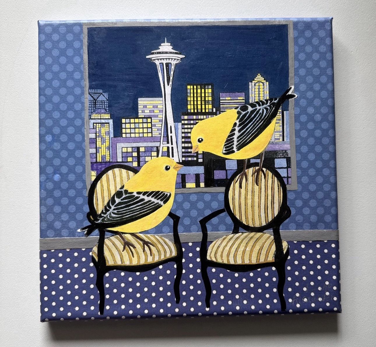 Original mixed media signed Lynne Alexander Collage Art