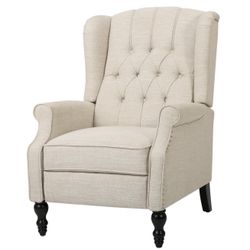 NEW Christopher Knight Home Walter Button-tufted Reclining Club Chair - LIGHT BEIGE