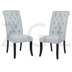 Homy Casa WILONA GERY Linen Dining Chair "30.31''L x 20.08''W x 42.13''H" for Kitchen and Dining Room