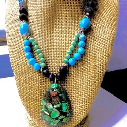 Seaside Medley Turquoise Pendant Necklace