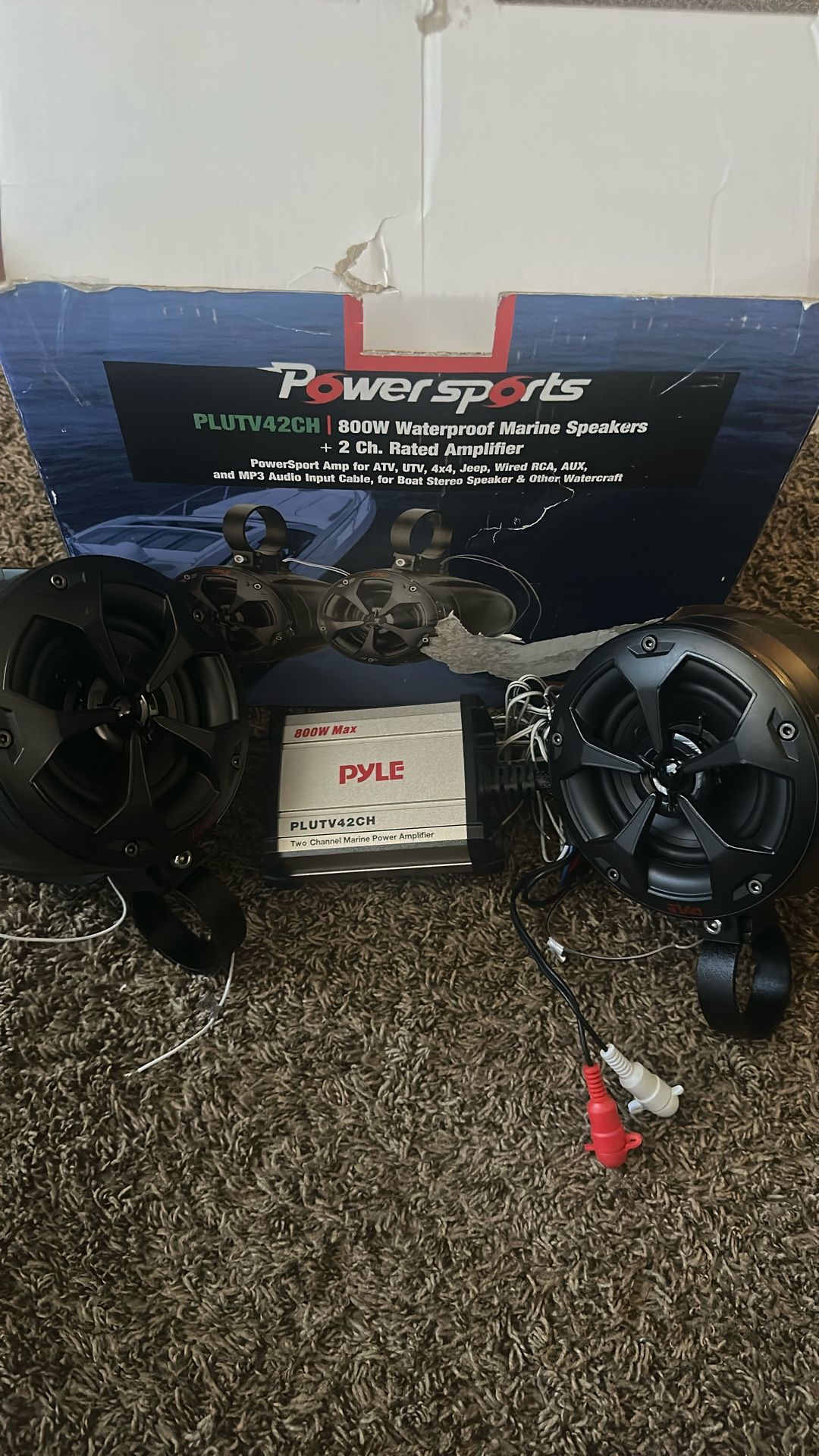 Pyle 800W Marine Speakers with Amplifier