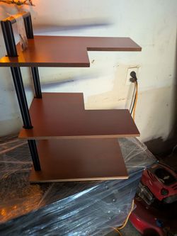 3-Tier Corner Shelf with Black Metal Posts