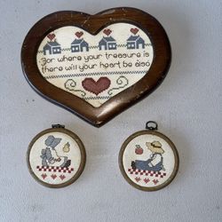 Vintage Cross-Stitch Wall Hanger