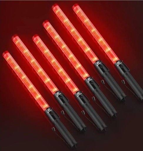 RoadHero 6 Pack Traffic Wand, 21 Inch Led Traffic Control Baton, Safety Light Wands with 2 Flashing Modes