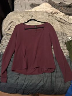 Burgundy long sleeve office attire