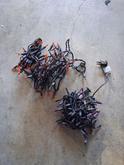 Halloween string lights purple and orange decorations