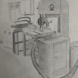 Graphite Drawing Of A Bandsaw