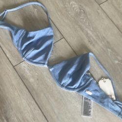 New Denim Bikini Top By Billabong And Wrangler - Medium 