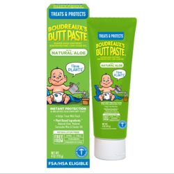 Boudreaux's Butt Paste With Natural* Aloe Diaper Rash Cream, Ointment For Baby, 4 Oz Tube