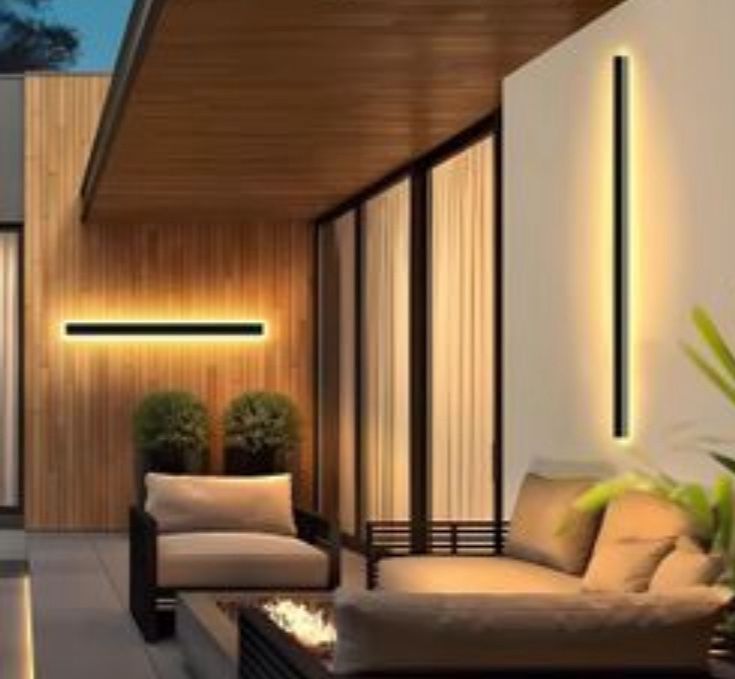 Open Box New Modern Levxhotty 59 inch Outdoor Wall Lights,3000K-6000K Dimmable Outdoor Wall Sconce Long Wall Light with Remote Control,Exterior Linear