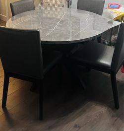 Round Faux Marble Dining Set