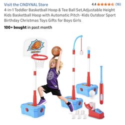 4 In 1 Super Set Sports Basketball Hoop  & Tee Ball set 