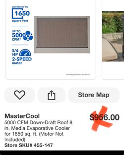 MasterCool 5000 CFM Down-Draft Roof 8 in. Media Evaporative Cooler for 1650 sq. ft. (Motor Not Inclu