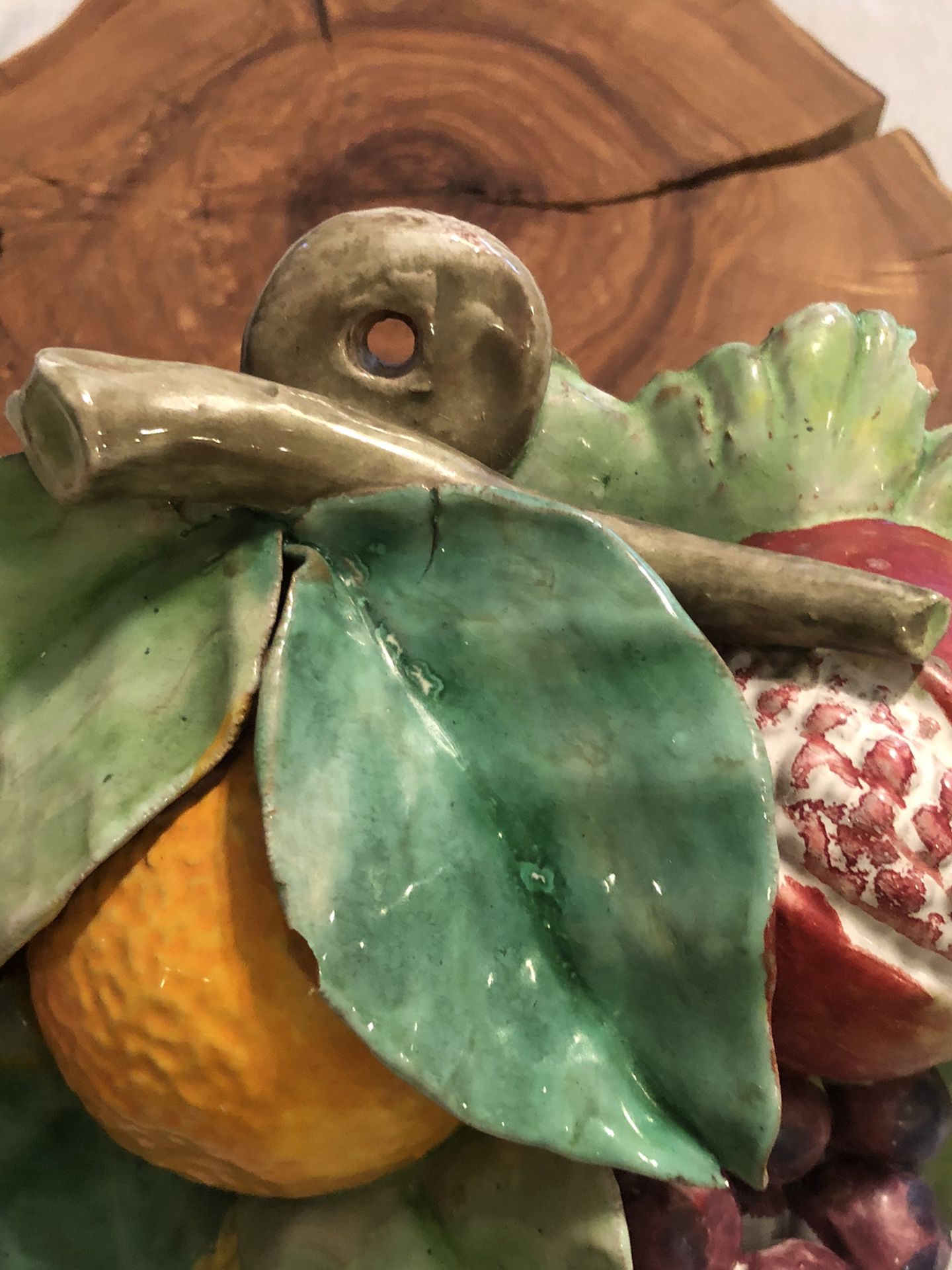 Vintage Italian Majolica Vietri Hand painted Fruit Wall Plaque 3D Pottery Art