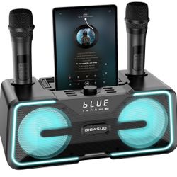New karaoke Machine With 2 Microphones, Portable , Led Lights, Bluetooth 