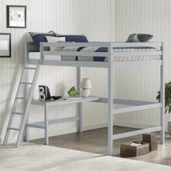 Caspian Gray Full Loft bed with added LED lights trim that comes with remote control