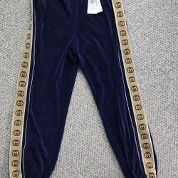 Gucci Blue velvet string trousers