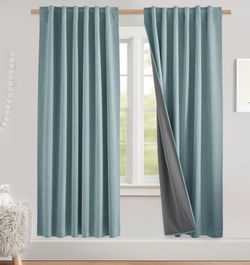 Blue blackout curtains 4 panels