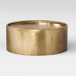 Gold Brass Hammered Accent Table