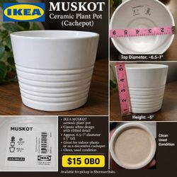 IKEA MUSKOT White Ceramic Plant Pot – $15 OBO