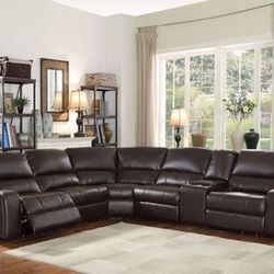 Brand New Espresso Power Motion Sectional with USB Docks
